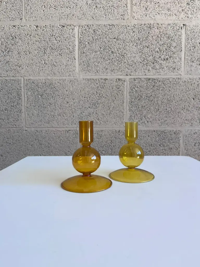 Chandelier en verre jaune