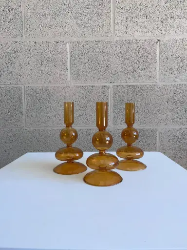 Chandelier en verre orange