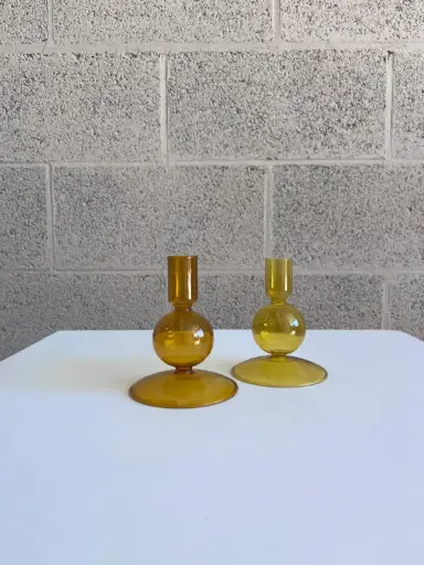 Chandelier en verre jaune